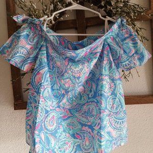Lilly Pulitzer Of The Shoulder Blouse Tamara Top Size Xsmall